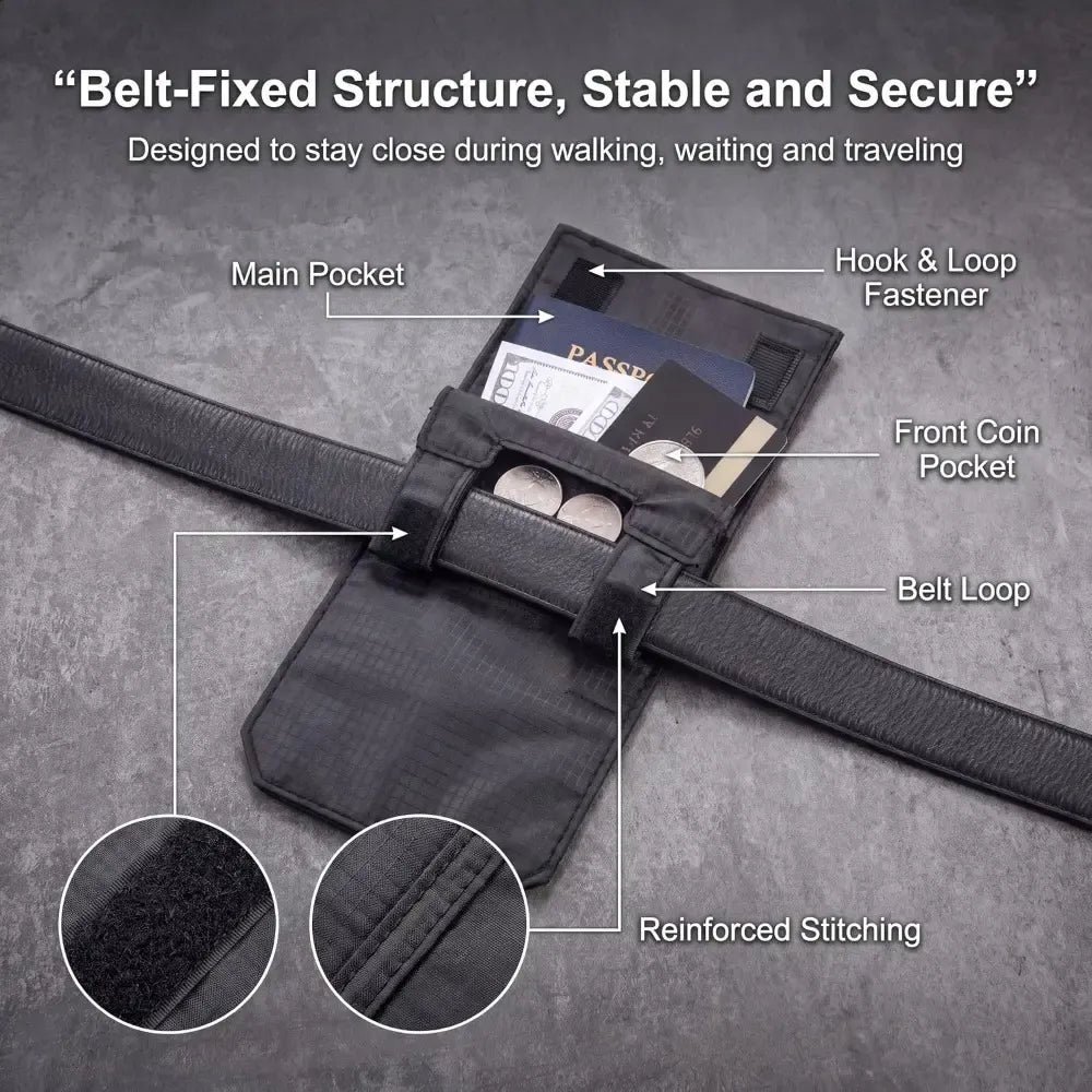 Belt-Attachable Anti-Theft Passport Pouch, Multifunctional Waist Pack for Passport, ID & Smartphone