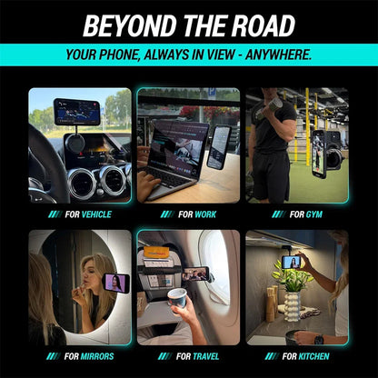 Fempick-X sticks to your car, mirror, desk, or wall. MagSafe compatible for GPS, calls, or shooting content.