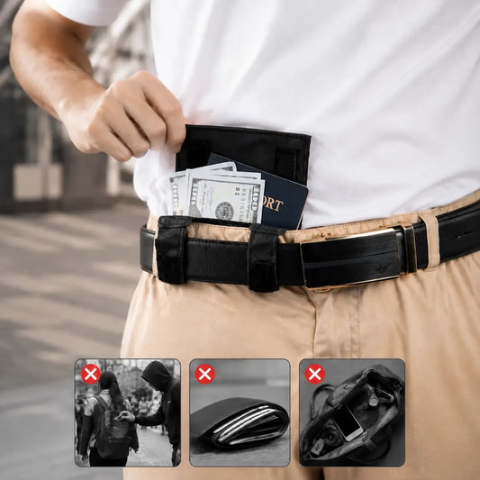 Belt-Attachable Anti-Theft Passport Pouch, Multifunctional Waist Pack for Passport, ID & Smartphone